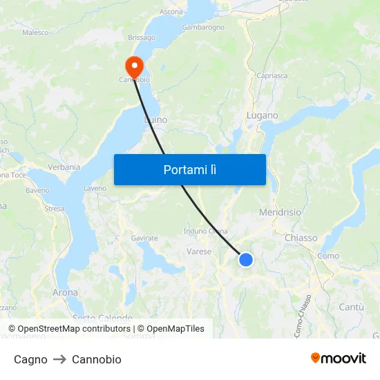 Cagno to Cannobio map