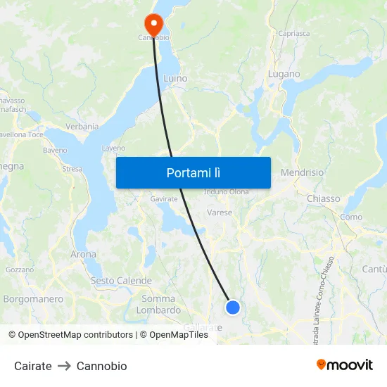 Cairate to Cannobio map