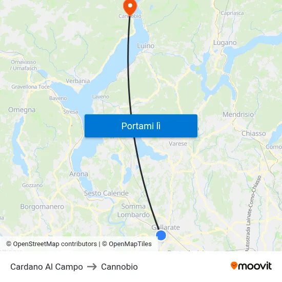 Cardano Al Campo to Cannobio map