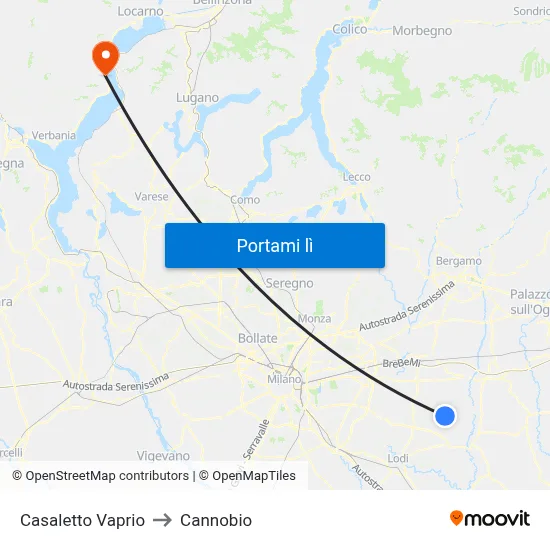 Casaletto Vaprio to Cannobio map