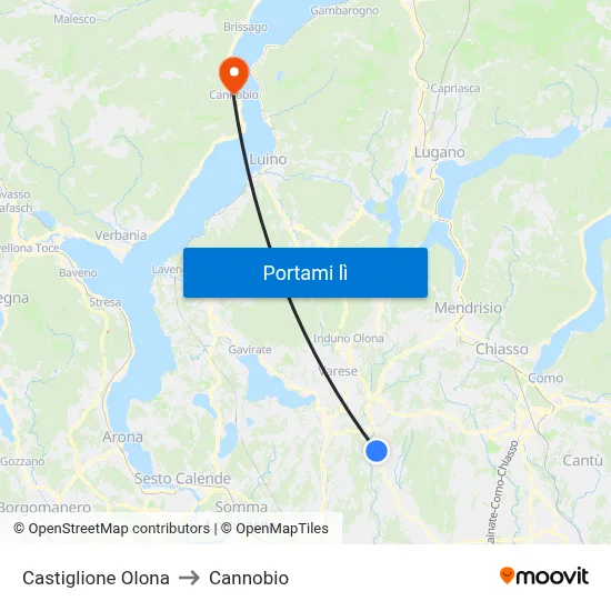 Castiglione Olona to Cannobio map