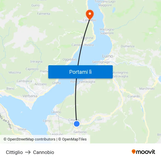 Cittiglio to Cannobio map