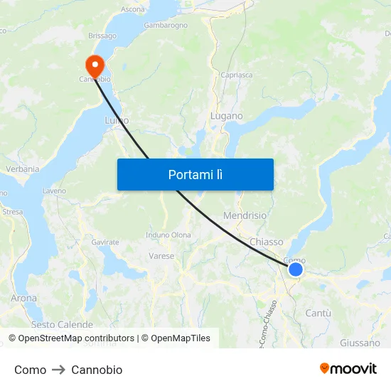 Como to Cannobio map