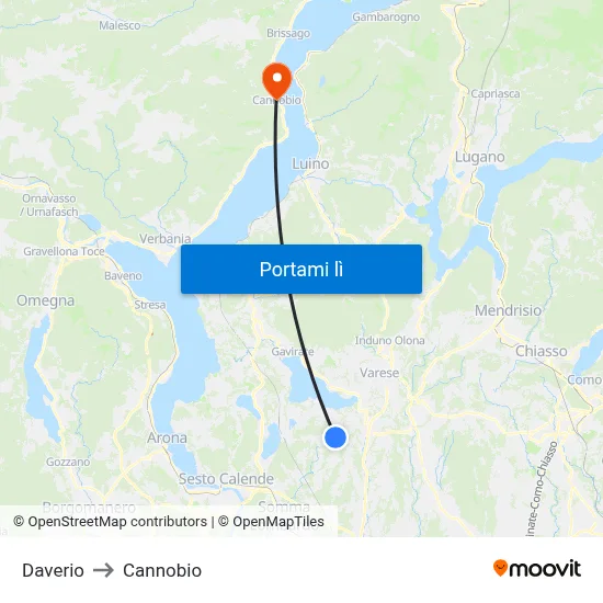 Daverio to Cannobio map