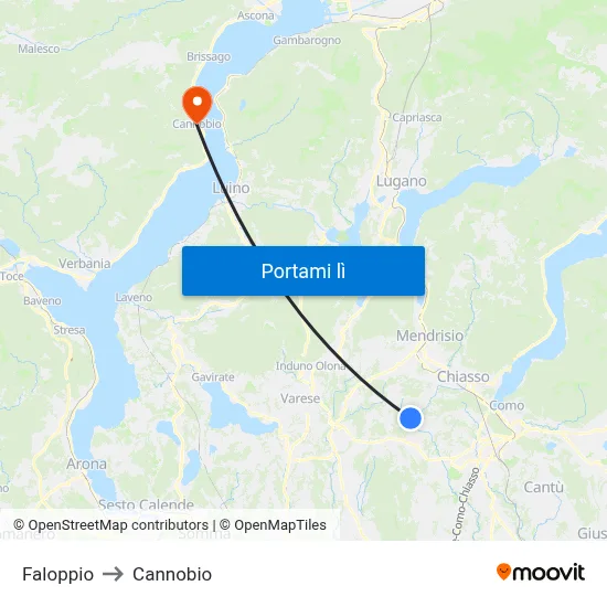 Faloppio to Cannobio map