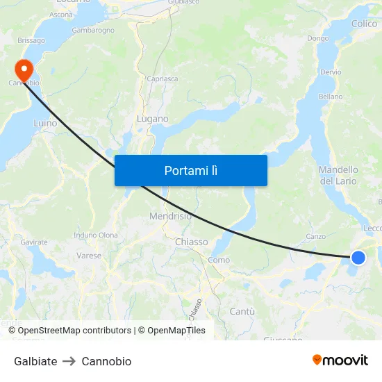 Galbiate to Cannobio map