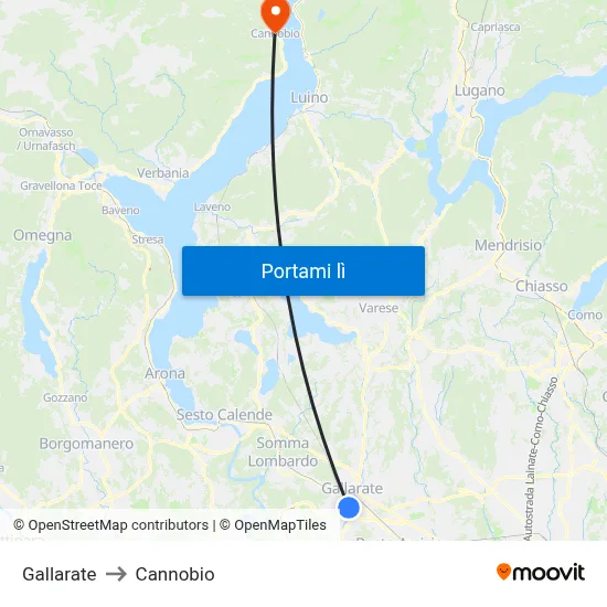 Gallarate to Cannobio map
