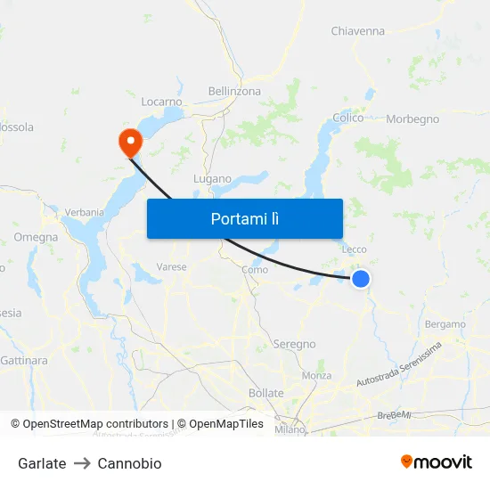 Garlate to Cannobio map