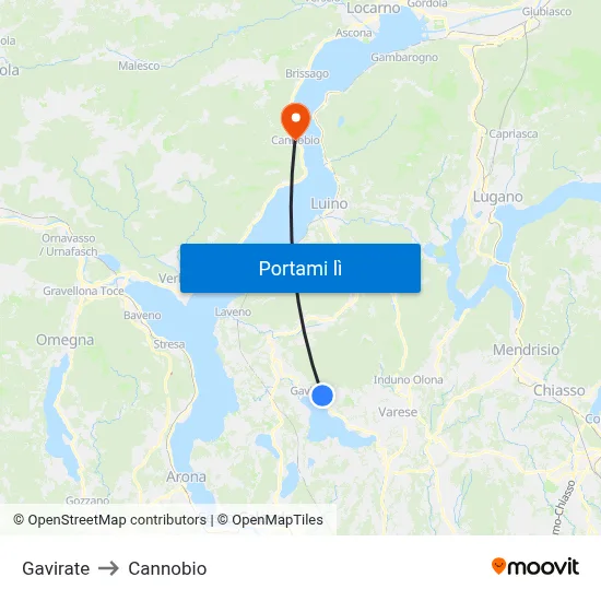 Gavirate to Cannobio map