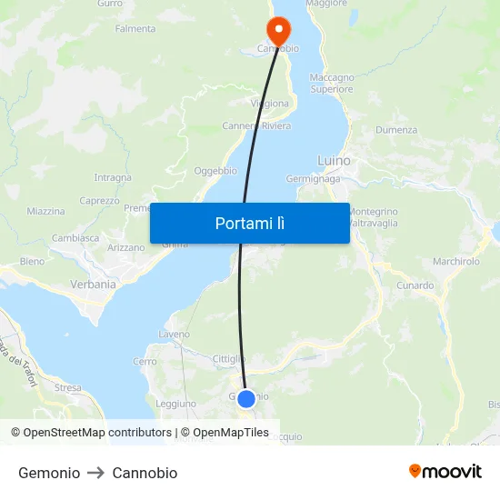 Gemonio to Cannobio map