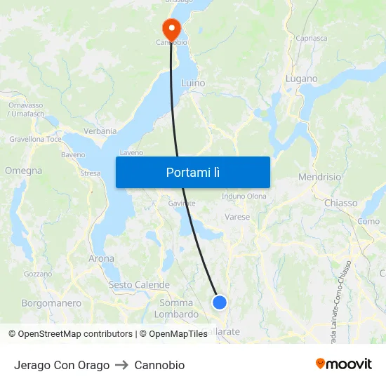 Jerago Con Orago to Cannobio map
