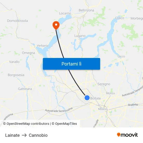 Lainate to Cannobio map