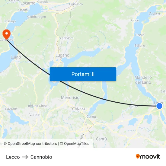 Lecco to Cannobio map