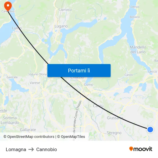 Lomagna to Cannobio map