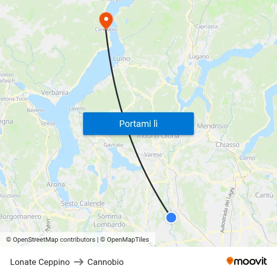 Lonate Ceppino to Cannobio map