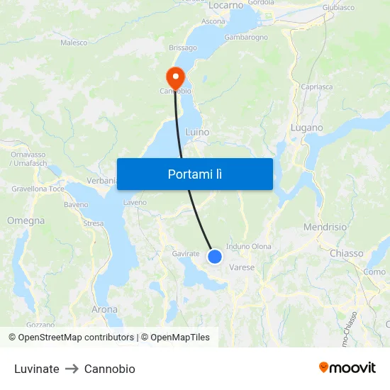 Luvinate to Cannobio map
