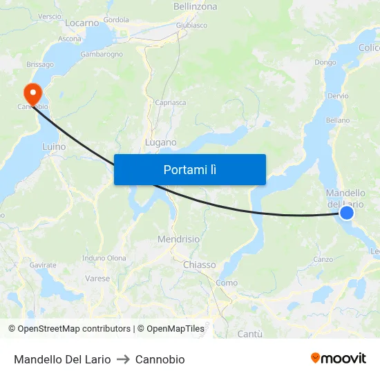 Mandello Del Lario to Cannobio map