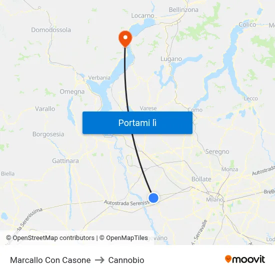 Marcallo Con Casone to Cannobio map