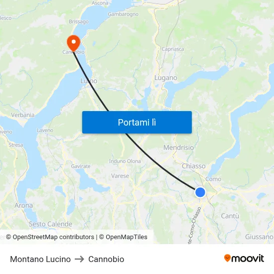 Montano Lucino to Cannobio map