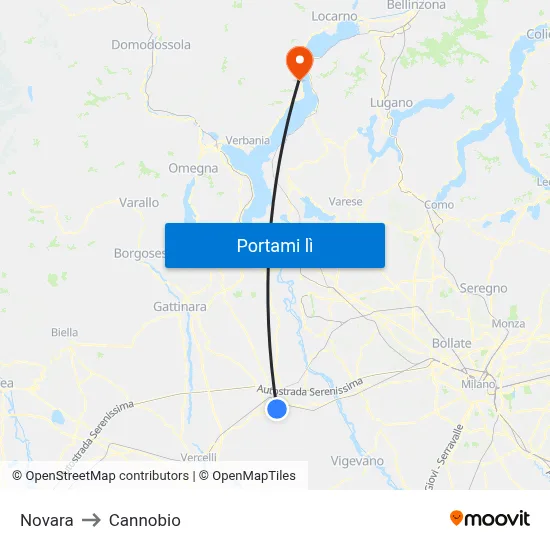 Novara to Cannobio map