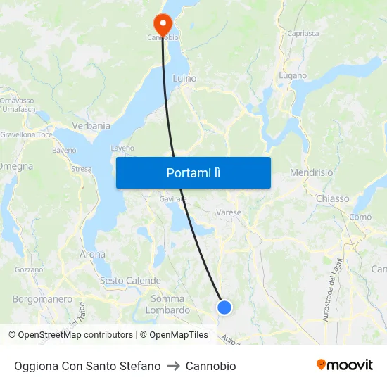 Oggiona Con Santo Stefano to Cannobio map