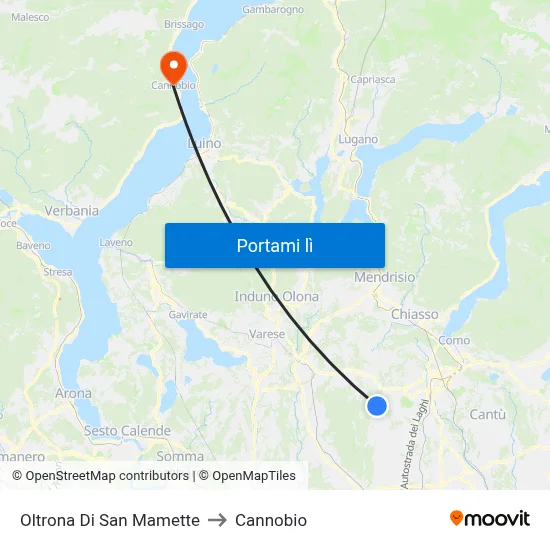 Oltrona Di San Mamette to Cannobio map