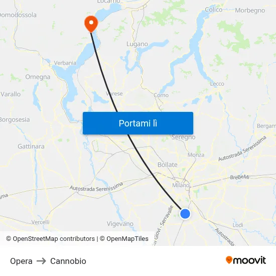 Opera to Cannobio map