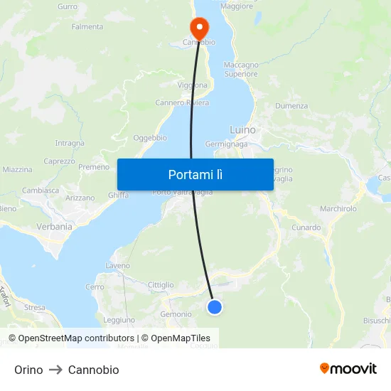 Orino to Cannobio map