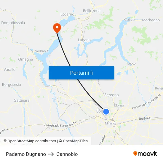 Paderno Dugnano to Cannobio map