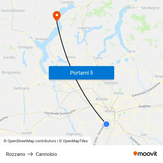 Rozzano to Cannobio map
