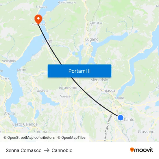 Senna Comasco to Cannobio map