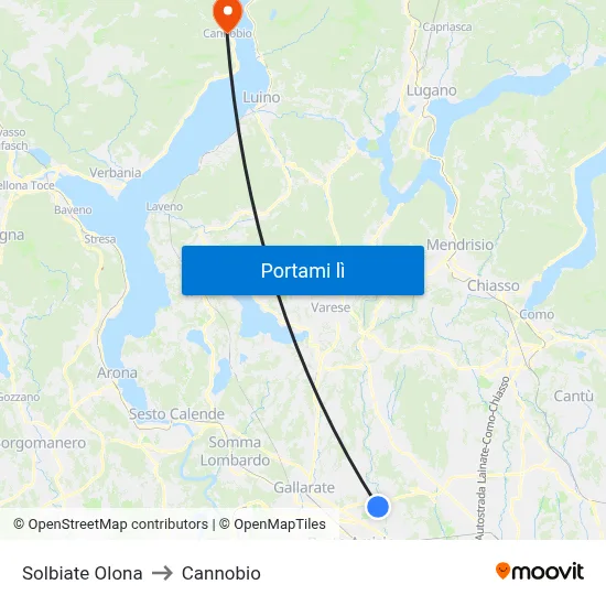 Solbiate Olona to Cannobio map