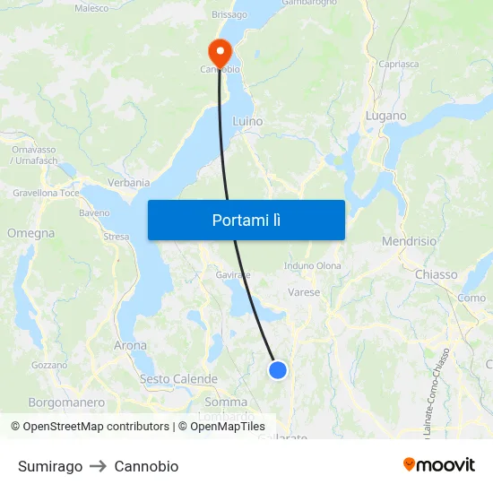 Sumirago to Cannobio map