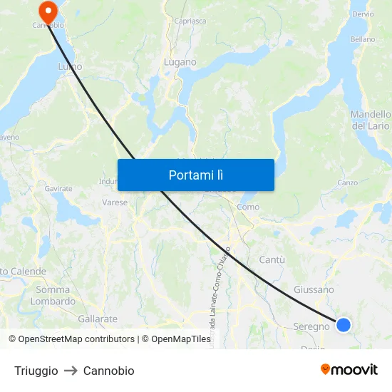 Triuggio to Cannobio map