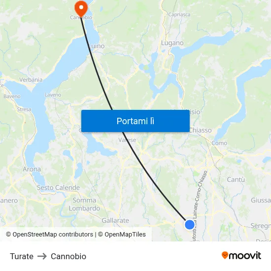 Turate to Cannobio map
