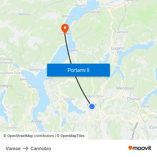 Varese to Cannobio map