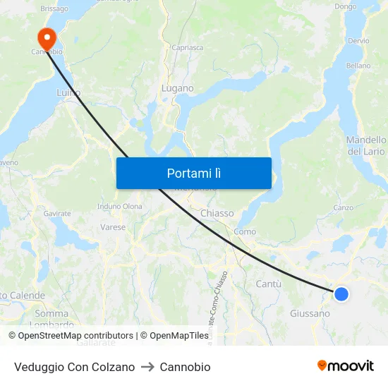 Veduggio Con Colzano to Cannobio map