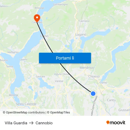 Villa Guardia to Cannobio map