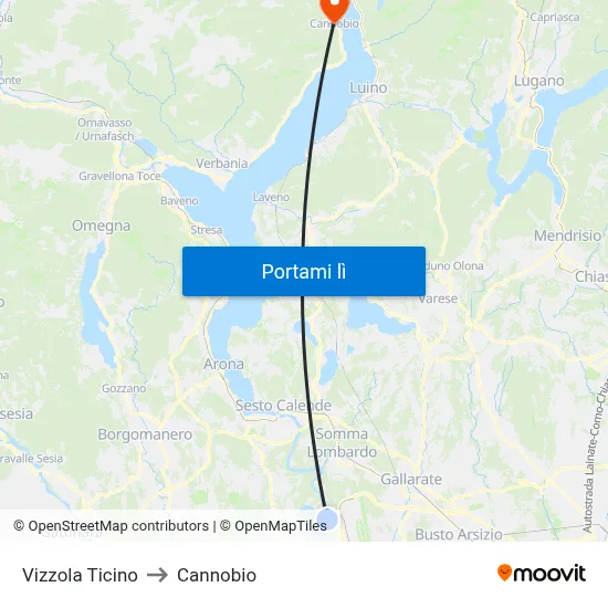 Vizzola Ticino to Cannobio map
