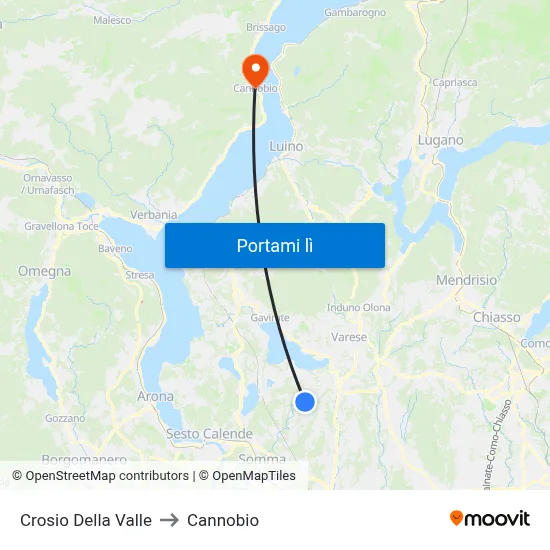 Crosio Della Valle to Cannobio map