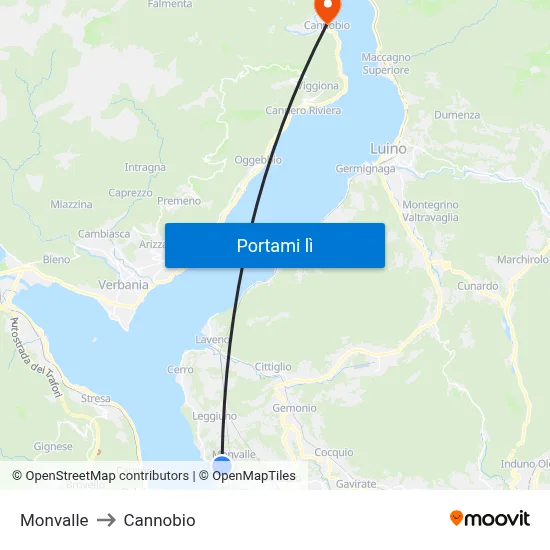 Monvalle to Cannobio map