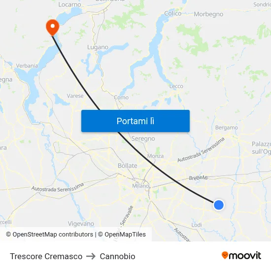 Trescore Cremasco to Cannobio map