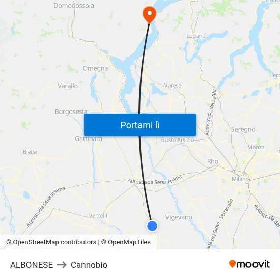 ALBONESE to Cannobio map
