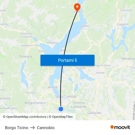 Borgo Ticino to Cannobio map