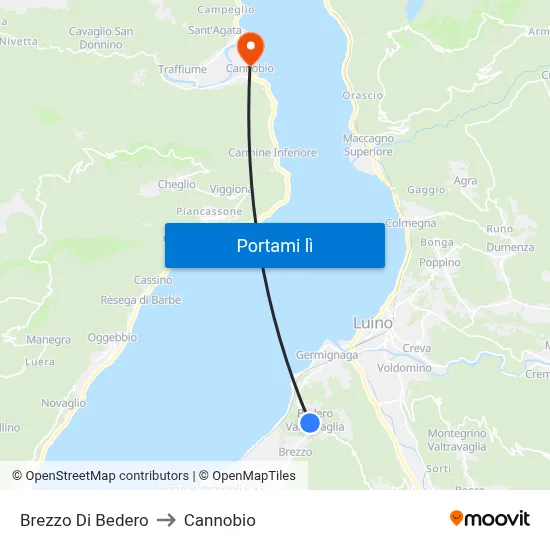 Brezzo Di Bedero to Cannobio map