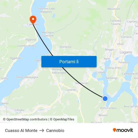 Cuasso Al Monte to Cannobio map