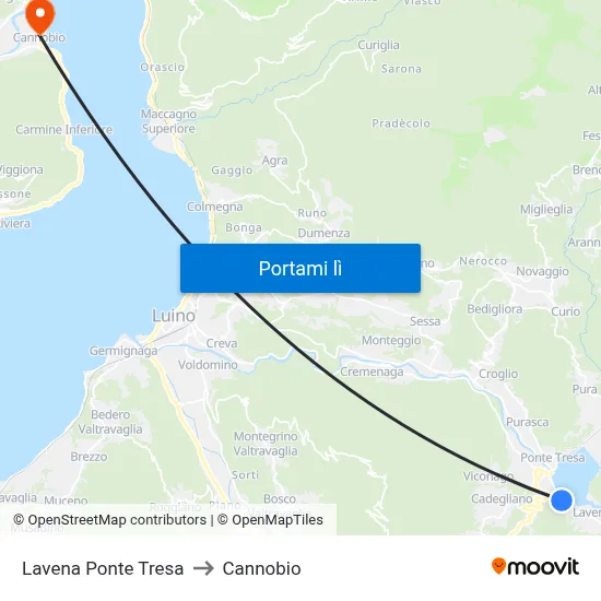 Lavena Ponte Tresa to Cannobio map