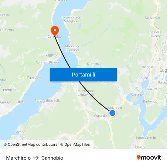 Marchirolo to Cannobio map
