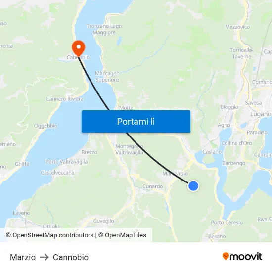 Marzio to Cannobio map