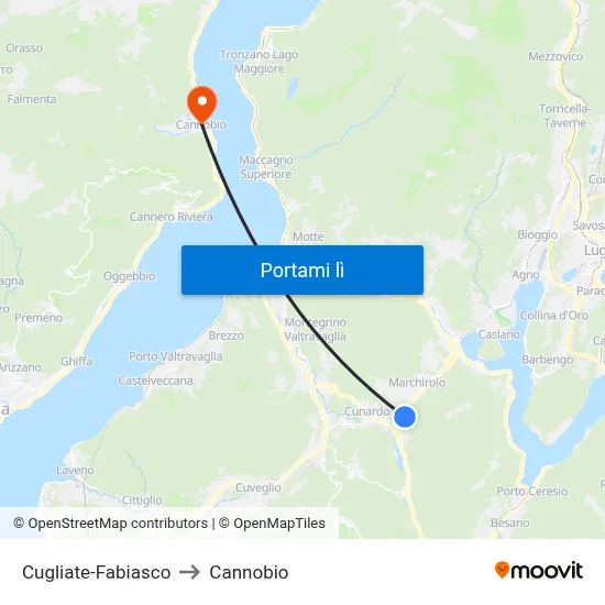 Cugliate-Fabiasco to Cannobio map